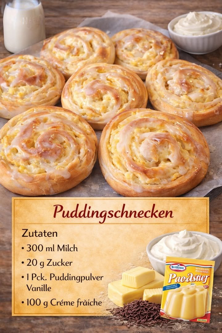 Puddingschnecken mit Crème fraîche