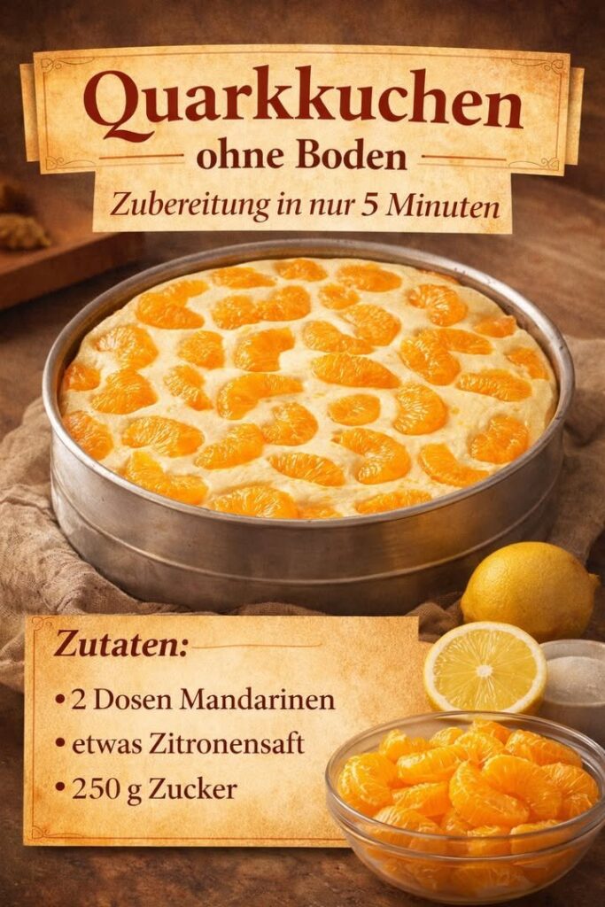 Quarkkuchen ohne Boden mit Mandarinen