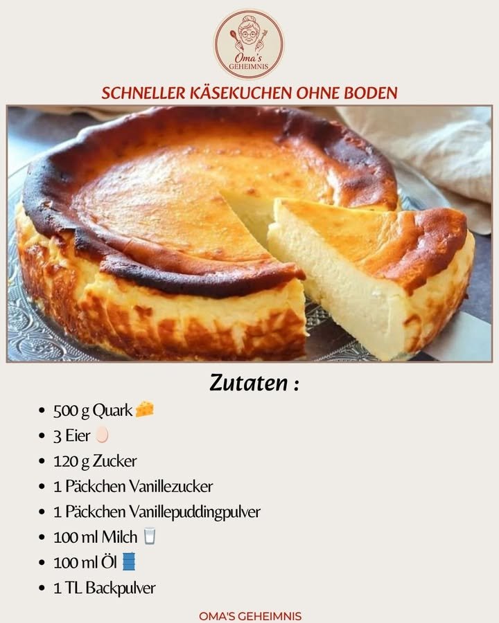 Käsekuchen ohne Boden mit Vanille