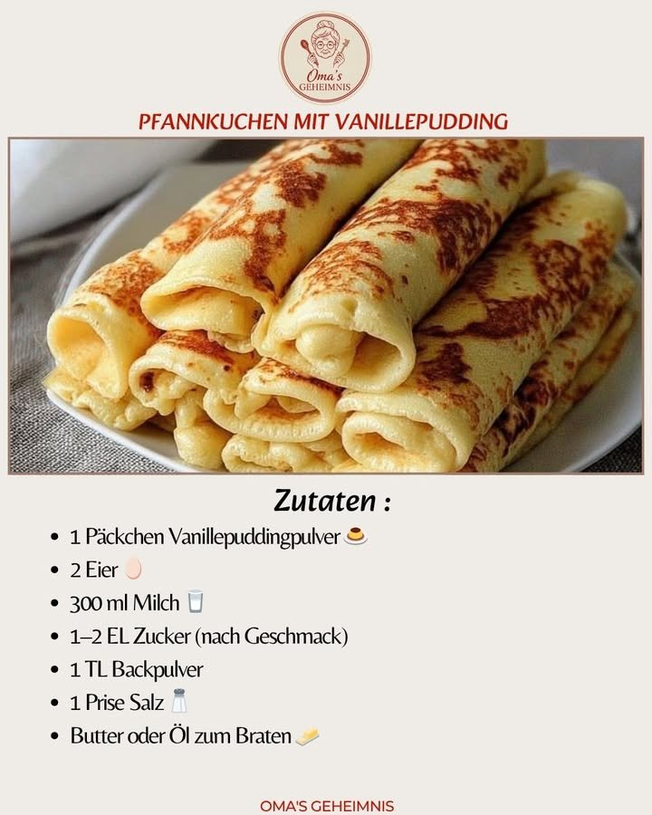 Vanillepudding-Pfannkuchen zum Rollen