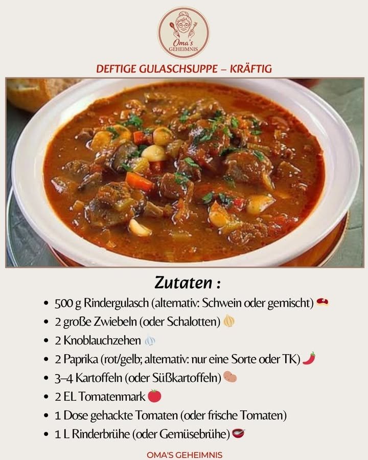 Deftige Gulaschsuppe mit Kartoffeln