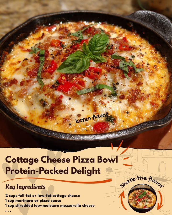 Pizza-Bowl mit Hüttenkäse und Mozzarella