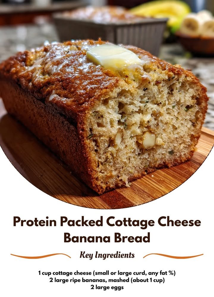 Bananenbrot mit Hüttenkäse und Walnüssen