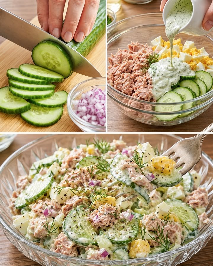 Thunfisch-Gurkensalat mit Ei