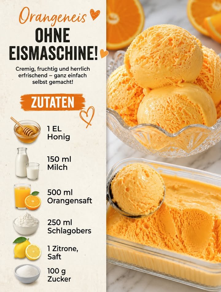 Orangeneis ohne Eismaschine