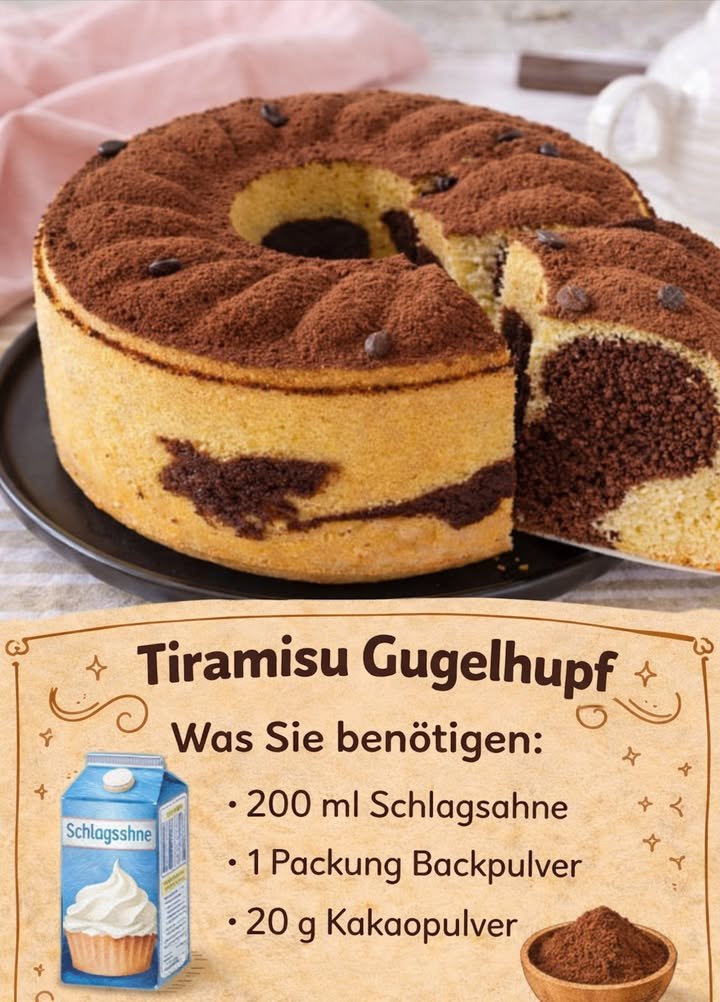 Kaffee-Kakao-Gugelhupf mit Sahne
