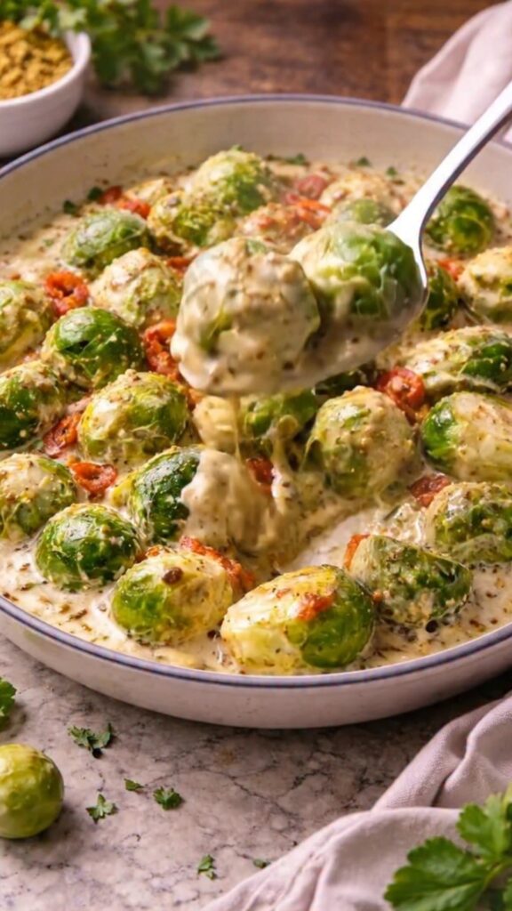 Rosenkohl-Sahne-Pfanne mit Speck