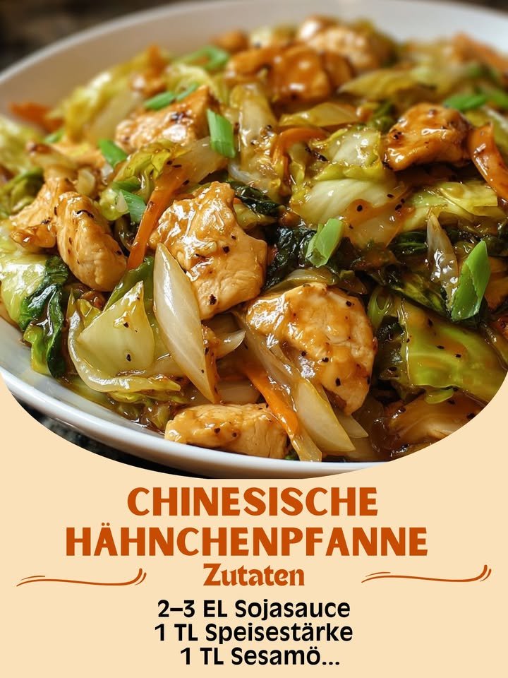 Hähnchen-Kohl-Pfanne mit Sojasauce