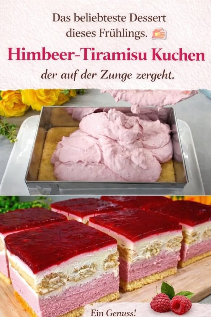 Himbeer-Tiramisu-Schnitten ohne rohe Eier