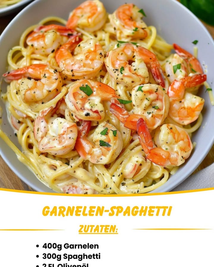 Garnelen-Spaghetti in Zitronen-Sahnesauce