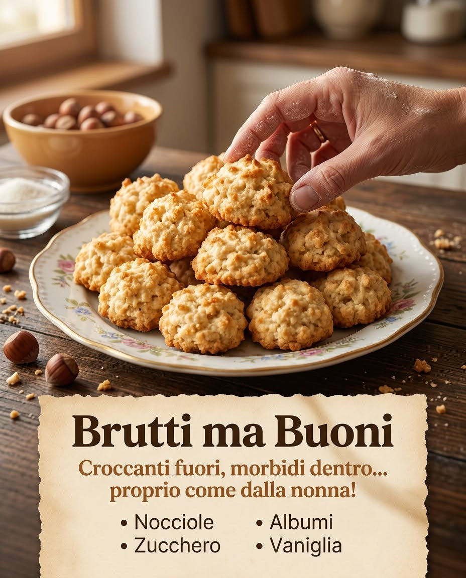 Biscotti irregolari chiari con pezzi visibili di nocciola