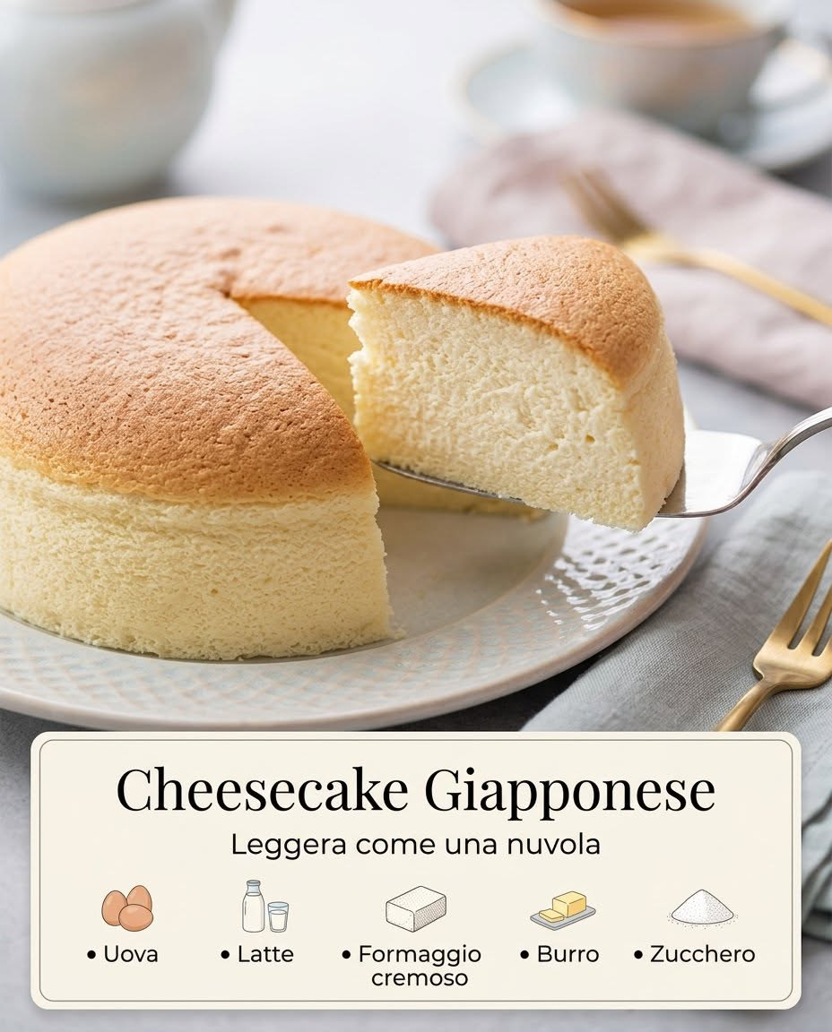 Cheesecake alta e chiara con mollica soffice e una fetta rimossa
