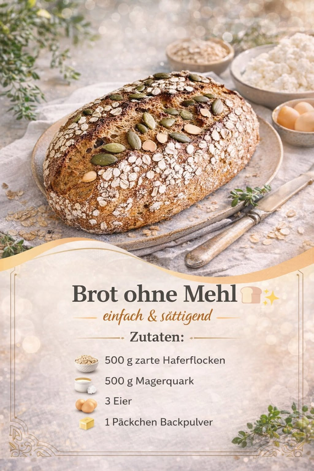 Rustikales Haferbrot mit Kürbiskernen und Sonnenblumenkernen auf der Kruste