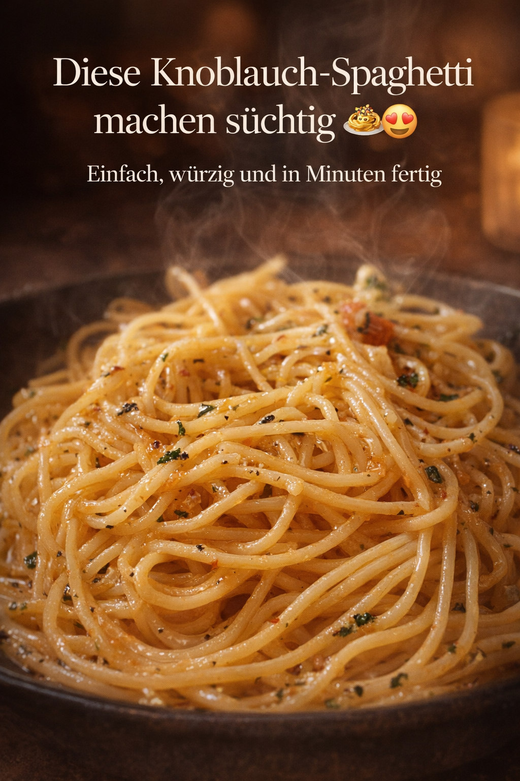 Spaghetti mit heller Knoblauch-Öl-Sauce und feinen Kräutern