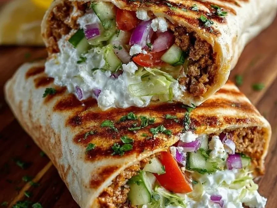 Loaded Chicken Flatbread Wraps with Hot Honey Feta