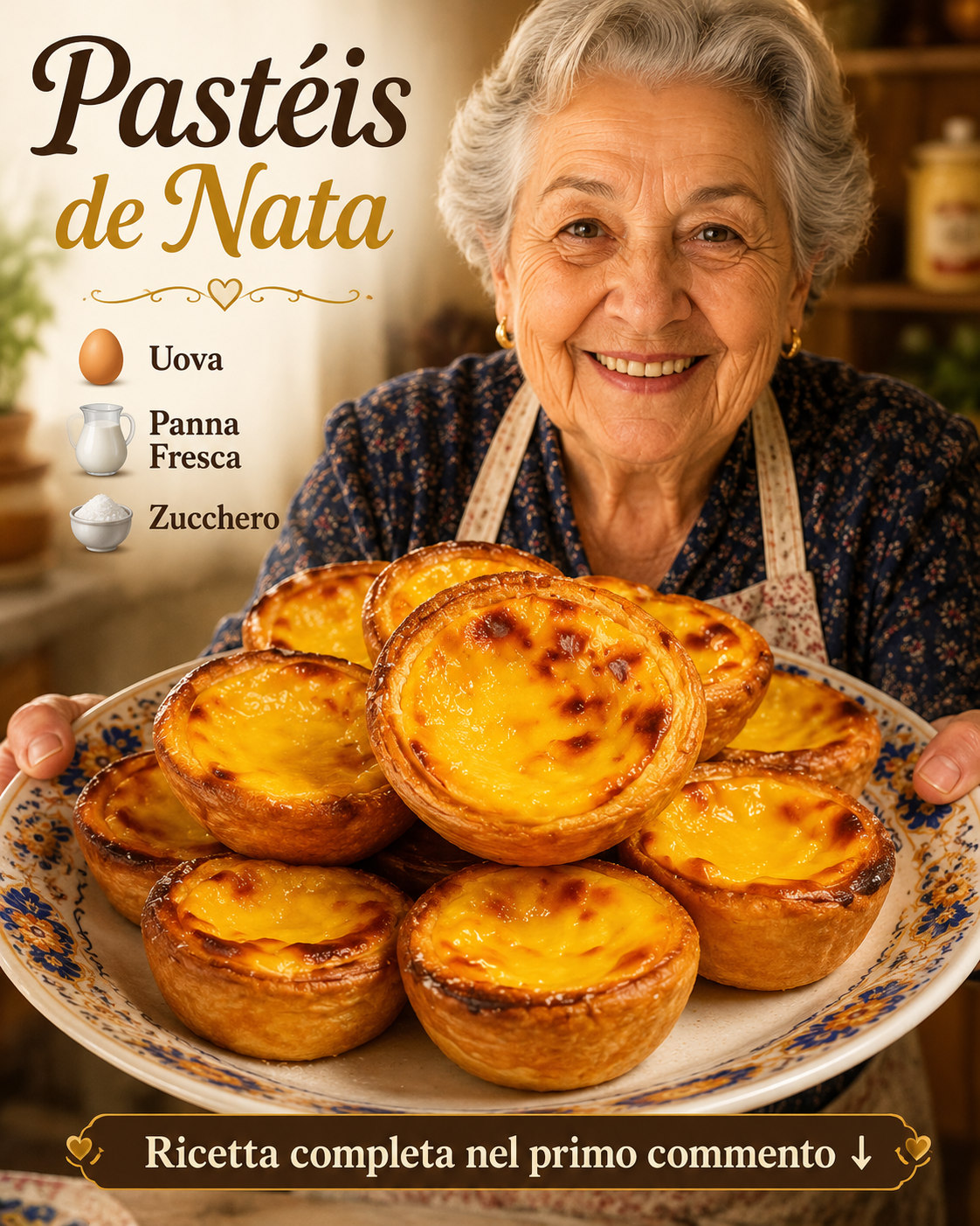 Tartellette di sfoglia con crema dorata e macchie scure in superficie