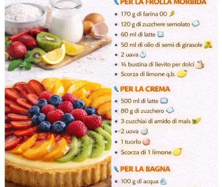Crostata morbida alla frutta e crema al limone