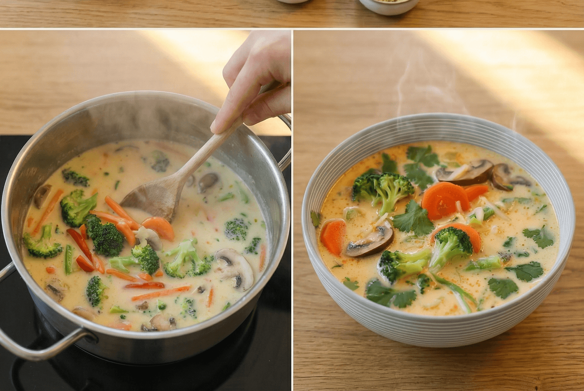 Kokos-Gemüsesuppe mit roter Currypaste