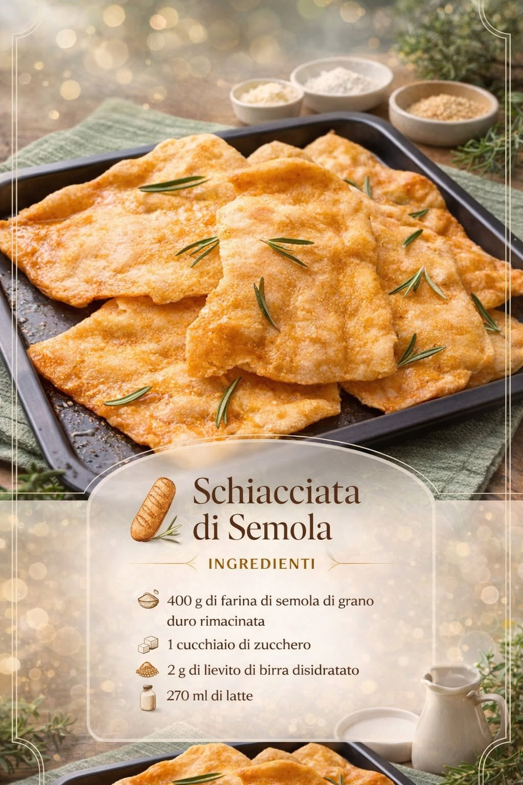 Schiacciatine sottili dorate e irregolari con rosmarino
