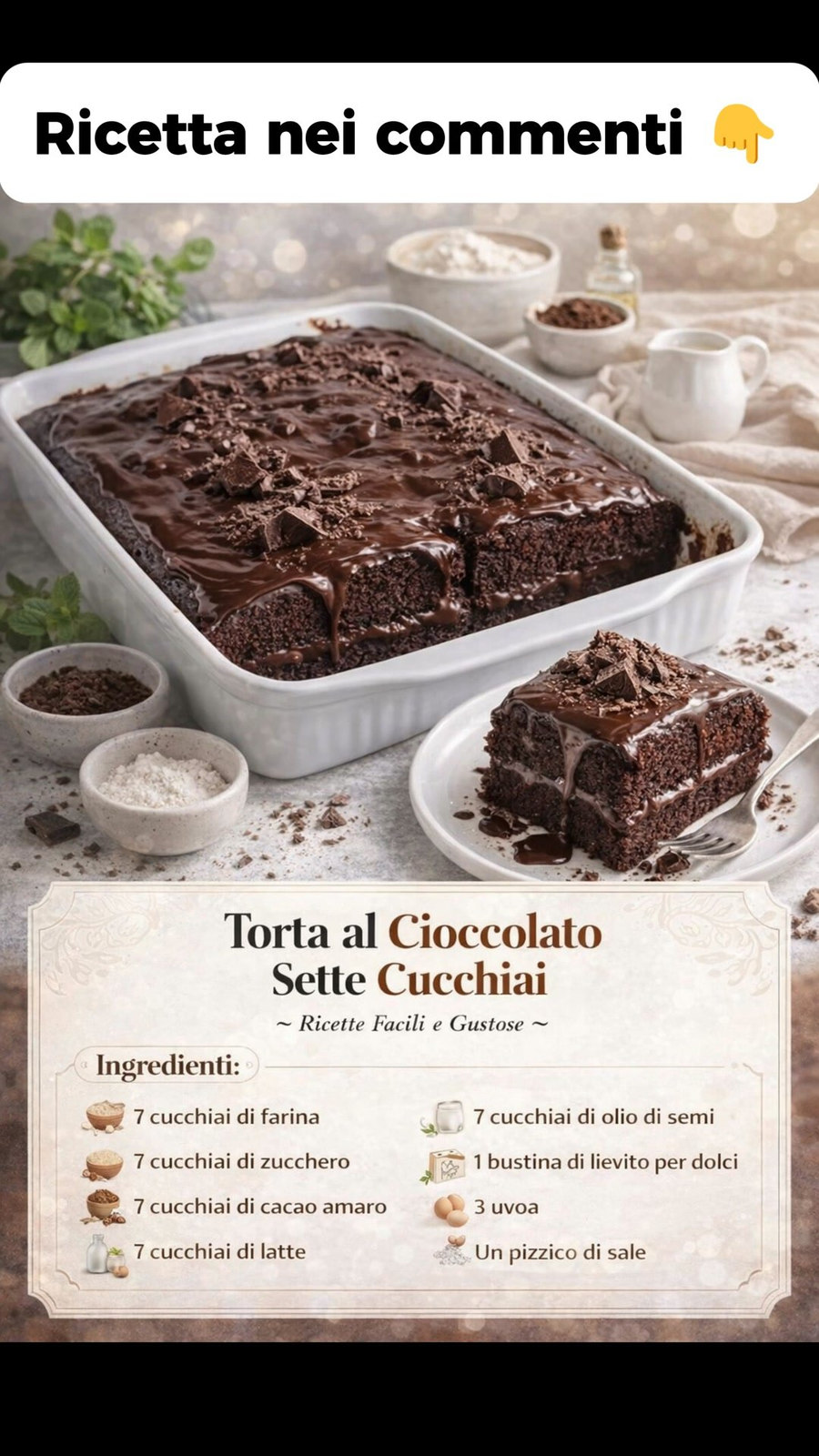 Torta quadrata al cioccolato con glassa e scaglie, servita a quadrotti