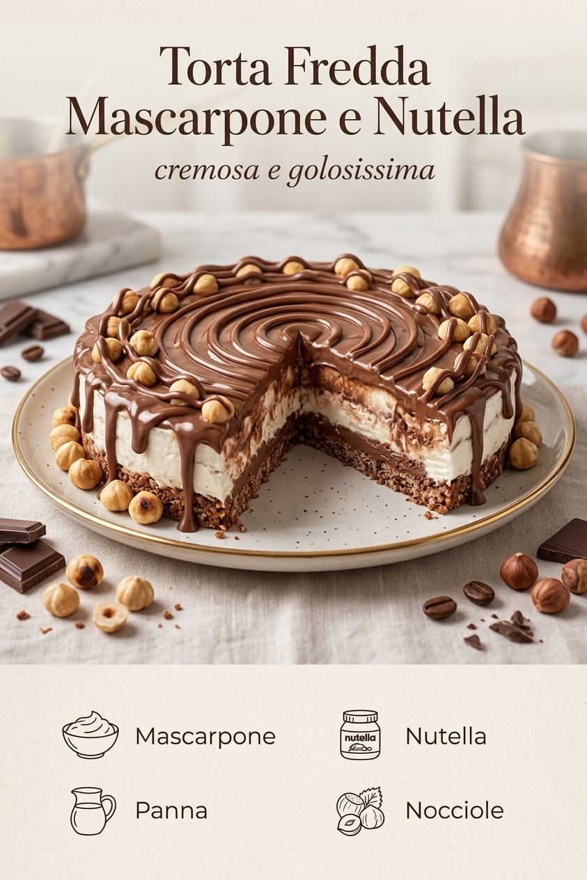 Torta fredda a strati chiari e al cioccolato con nocciole e decorazione a spirale